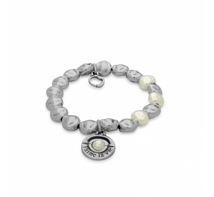 PULSERA CICLON ZAMAK CON COLGANTE PERLA 211103-40-0