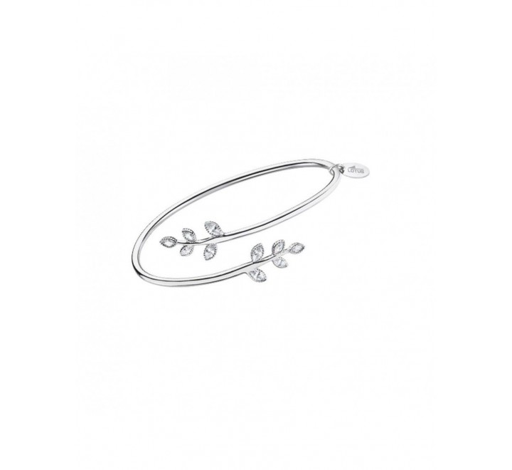PULSERA LOTUS PLATA RIGIDA HOJAS CIRCONITAS LP1783-2/1
