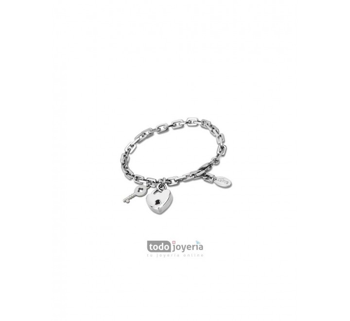 Pulsera Lotus Style Mujer LS1625 2 4 Acero Llave y Candado Corazon Cierre Mosqueton Medida 17 cm ampliable a 20 cm
