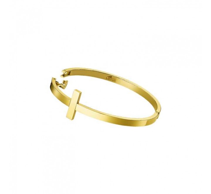 PULSERA LOTUS ACERO DORADO RIGIDA CRUZ LS1875/2/2
