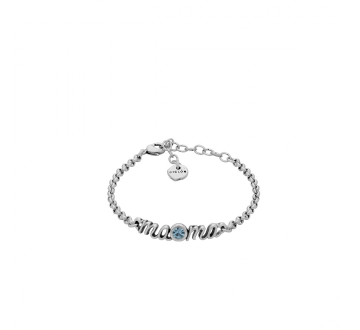 PULSERA CICLON ZAMAK ROLO MAMA CON AGUAMARINA 211117-07-0