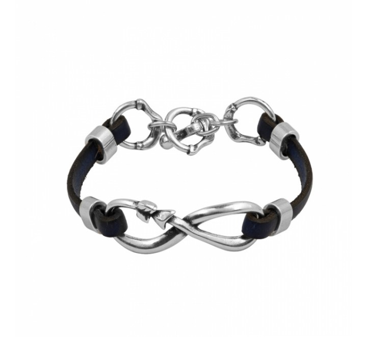 PULSERA CICLON ZAMAK Y CUERO AZUL INFINITO 213111-07-0