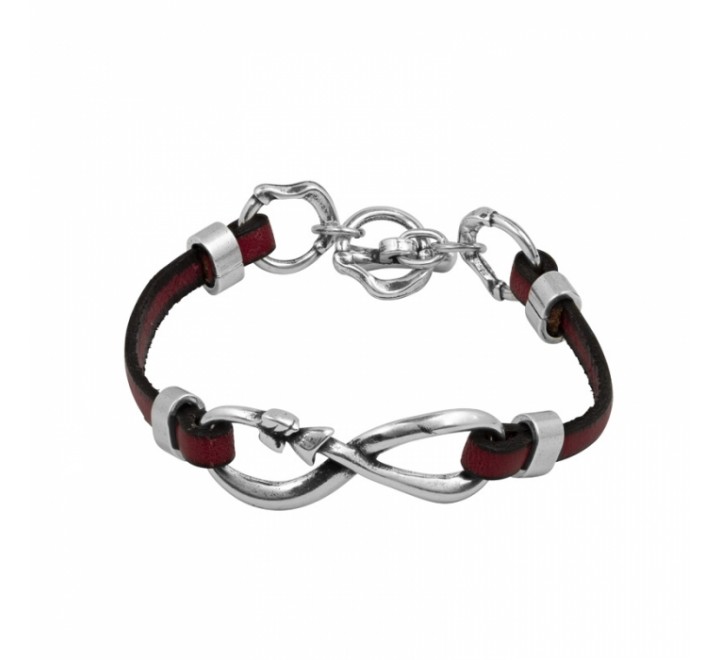 PULSERA CICLON ZAMAK Y CUERO ROSA INFINITO 213111-31-0