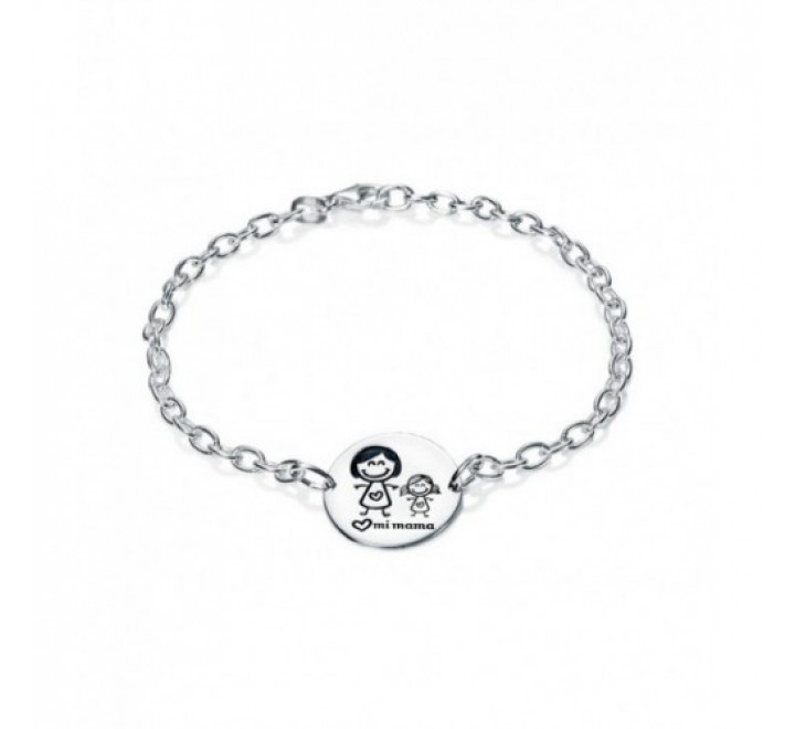 PULSERA PLATA MEDALLA MAMA Y NI?A PU4095