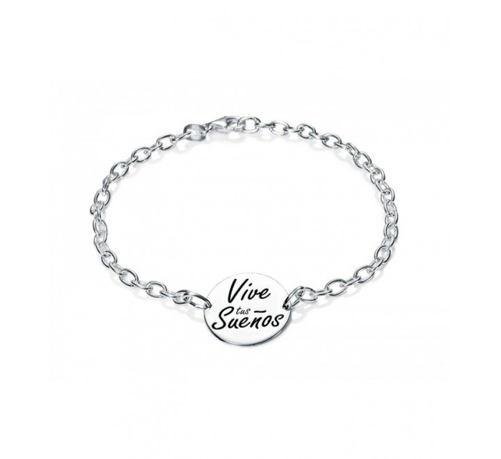 PULSERA PLATA MEDALLA VIVE TUS SUE?OS PU4105