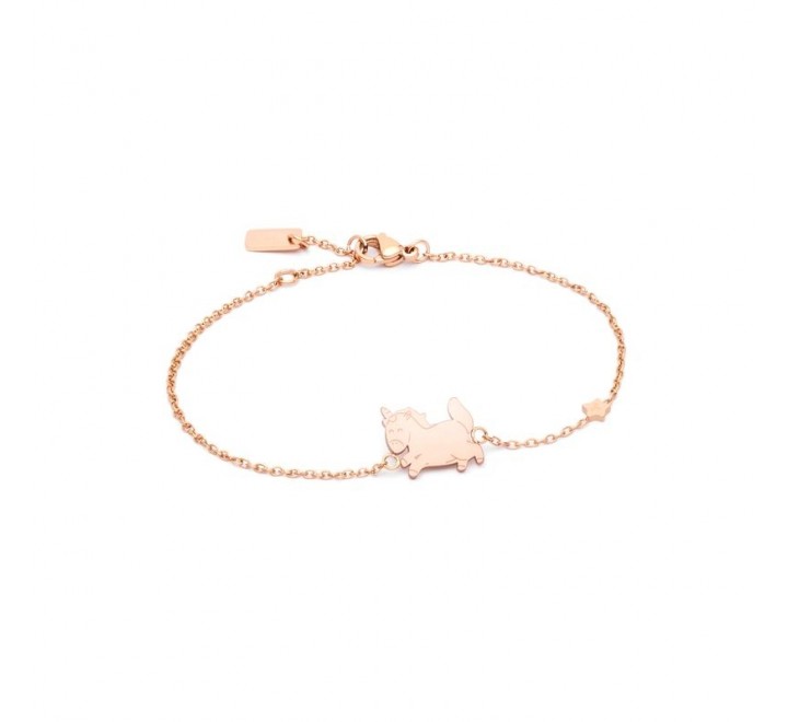 PULSERA MR WONDERFUL WJ30206 ACERO CHAPADO ROSADO UNICORNIO
