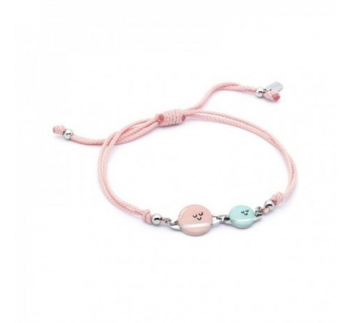 PULSERA MR WONDELFUL ACERO Y NYLON ROSA WJ30302