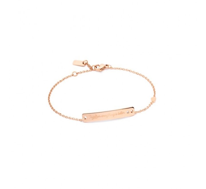 PULSERA MR WONDERFUL WJ30203 ACERO CHAPADO ROSADO CORAZON