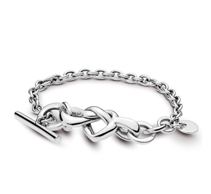 PULSERA PANDORA PLATA CORAZONES BROCHE EN T 598100-18