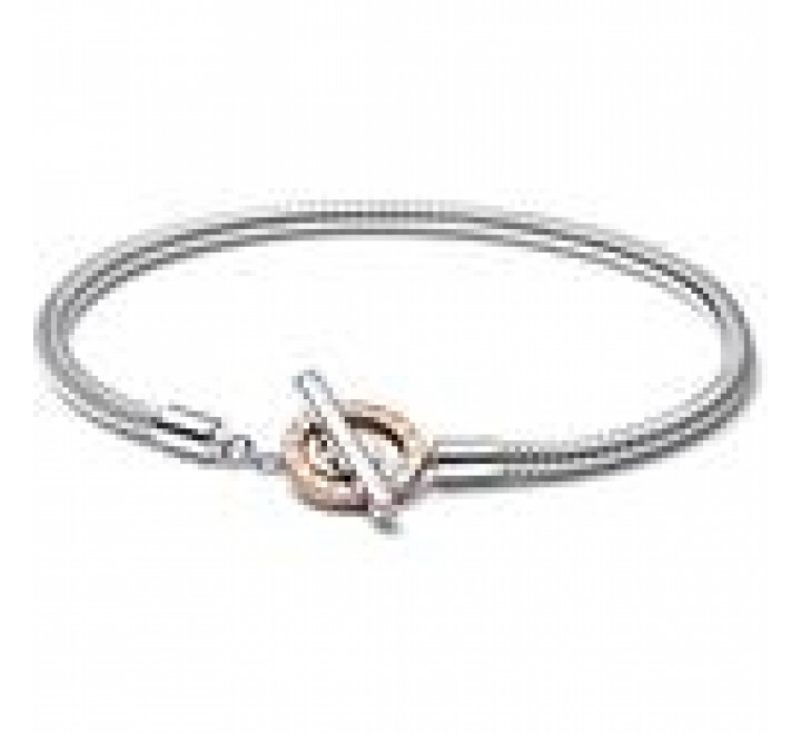 PULSERA PANDORA PLATA BROCHE ROSADO EN 1 19CM 582309C00-19