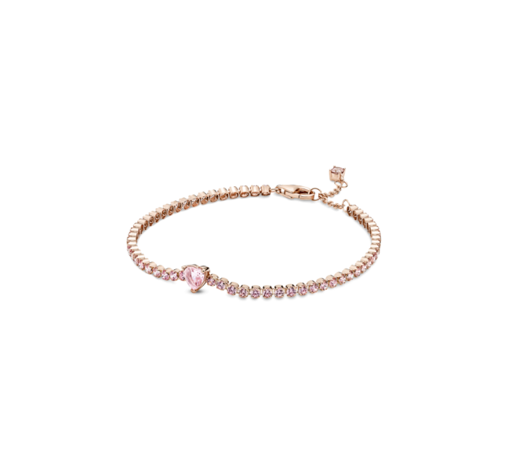 PULSERA PANDORA PLATA ROSADA CIRCONITAS ROSAS 580041C01-20