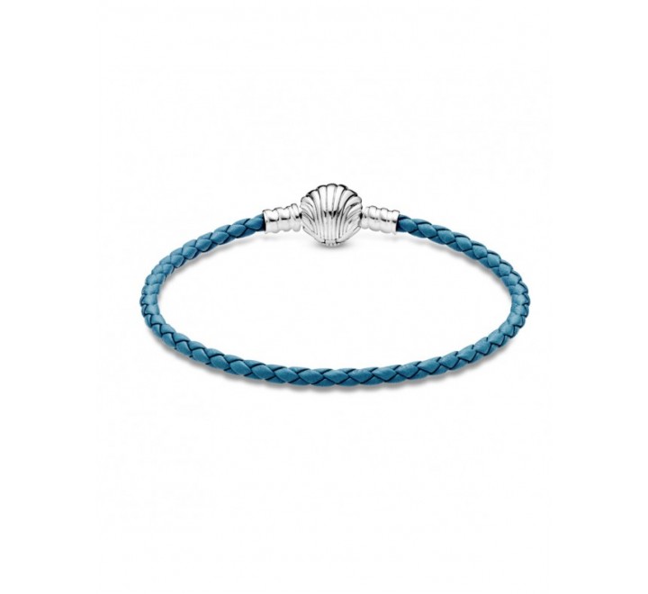PULSERA PANDORA CUERO AZUL BROCHE PLATA 598951C01-S2