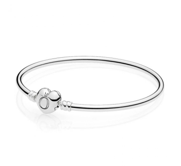 PULSERA PANDORA PLATA RIGIDA BROCHE CORAZON LISO 596268-21