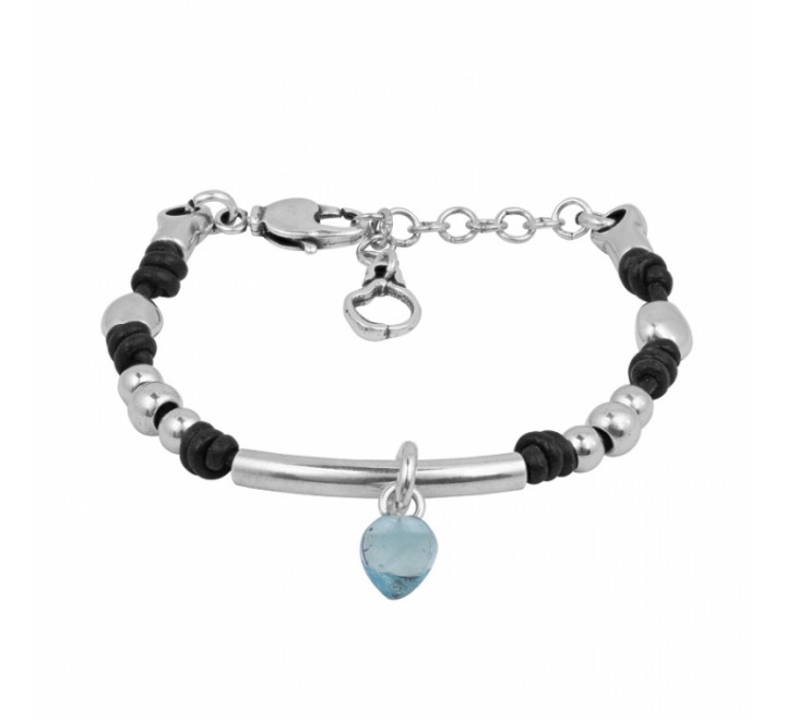 PULSERA CICLON ZAMAK Y CUERO COLGANTE BOLA CELESTE 213117-36-0