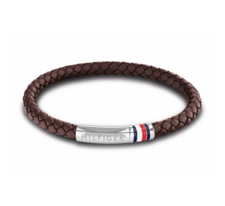 PULSERA TOMMY HILFIGER CUERO MARRON TRENZADO 2790402