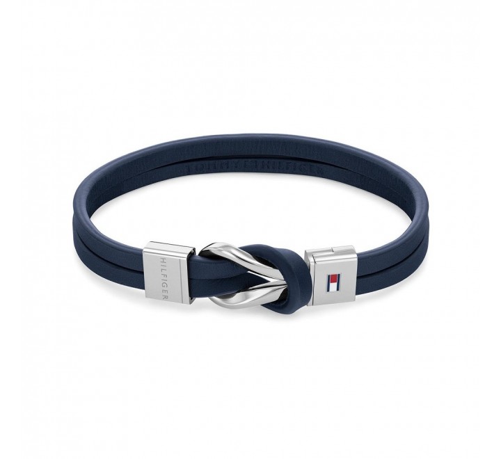 PULSERA TOMMY HILFIGER CUERO DOBLE AZUL Y ACERO 2790443