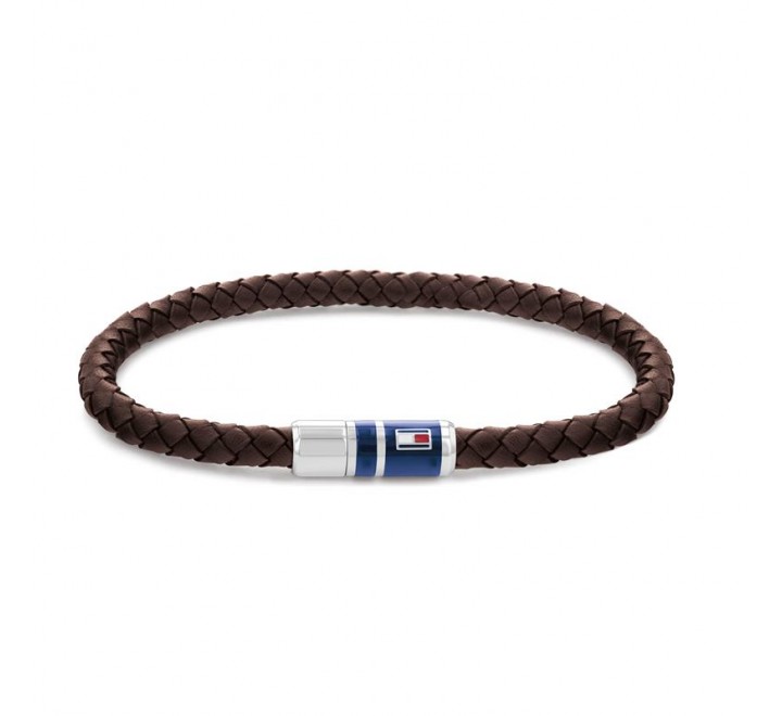 PULSERA TOMMY HILFIGER CUERO TRENZADO MARRON 10CM 2790295