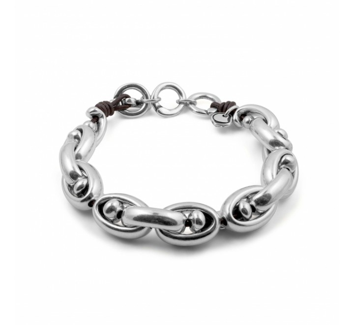 PULSERA CICLON ESLABONES Y CUERO 191110