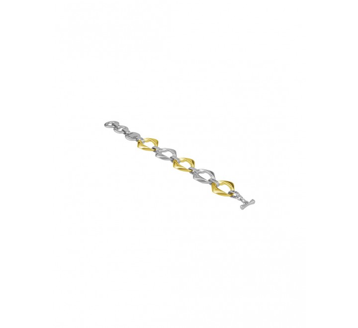 PULSERA CICLON BICOLO ESLABON ANCHO ZAMAK 220120