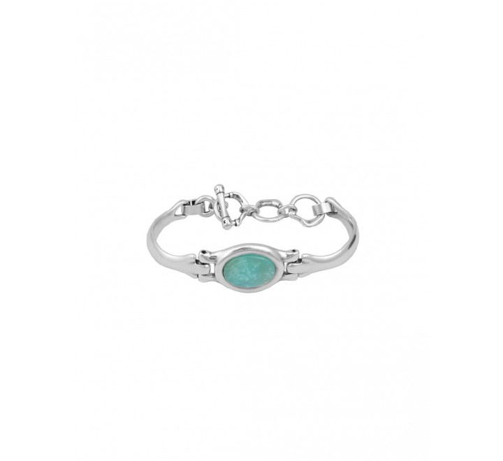 PULSERA CICLON SEMI RIGIDA OVALADA TURQUESA ZAMAK 222100