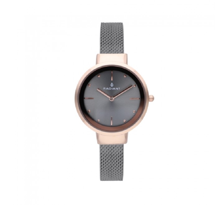 RELOJ RADIANT RA510604 ESTERILLA ACERO NEGRO CAJA ROSADA