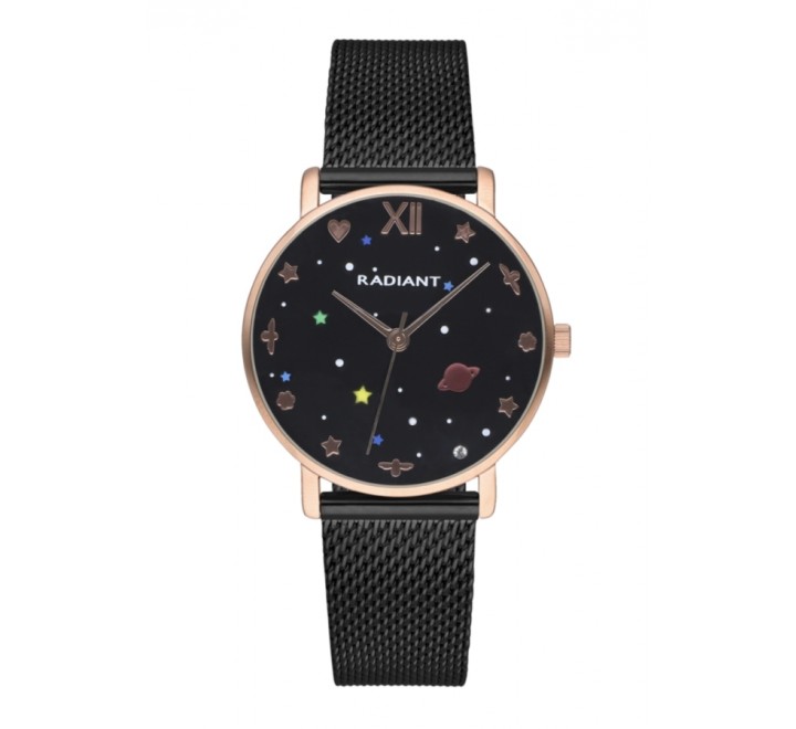 RELOJ RADIANT RA545204 ESTERILLA NEGRA CAJA ROSADA 36MM