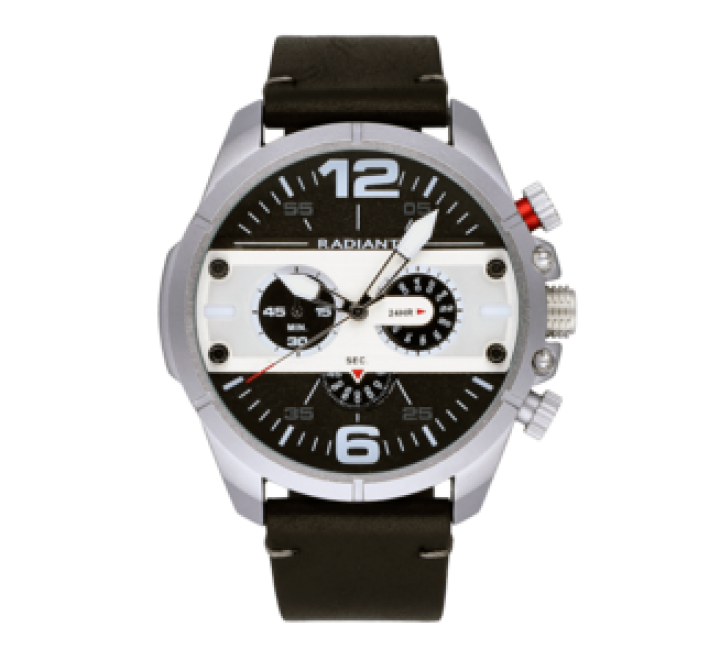 RELOJ RADIANT RA550701 CORREA PIEL NEGRA CAJA ACERO 48MM