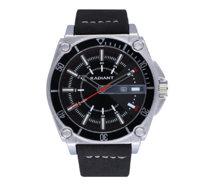 RELOJ RADIANT RA552601 CORREA PIEL NEGRA CAJA ACERO 49MM
