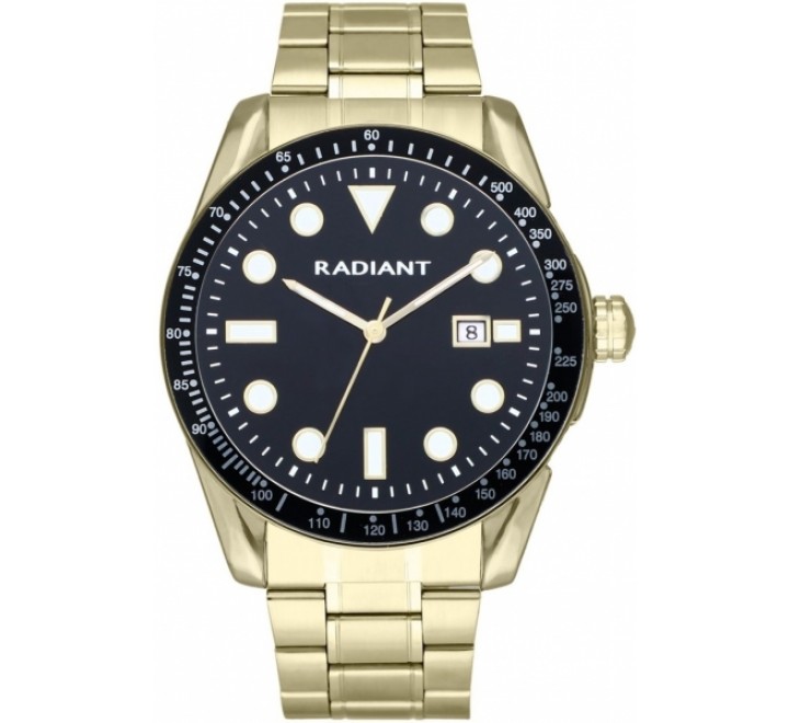 RELOJ RADIANT CAJA 45MM ACERO DORADO ESFERA NEGRA RA588205