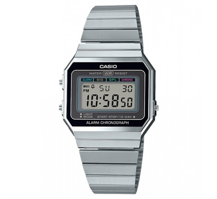 Reloj Casio Hombre A700WE 1AEF Acero Cuadrado. Caja cuadrada de acero y resina y brazalete de acero inoxidable. Funcion hora digital. Luz LED. Cronometro. Alarma. Calendario automatico. Cristal de acr...