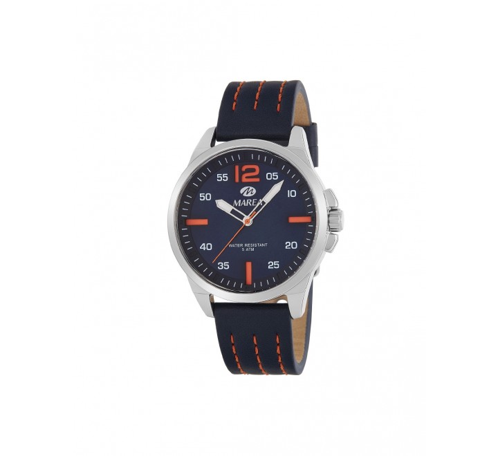 RELOJ MAREA CAJA ACERO CORREA AZUL PESPUNTE NARANJA B54196/2