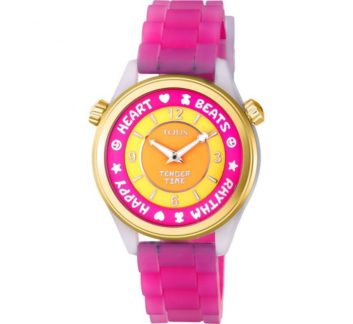 RELOJ TOUS SILICONA ROSA ESFERA ROSA Y AMARILLO 200350997