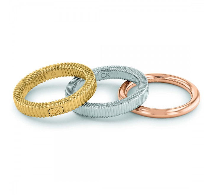 JUEGO 3 ANILLOS CALVIN KLEIN ACERO TRICOLOR 54 35000027C