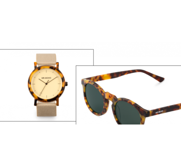 RELOJ MR BOHO 00728968 CORREA BEIGE CAREY GAFAS DE REGALO