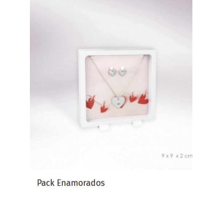 CONJUNTO PENDIENTES GARGANTILLA PLATA 910023 CORAZON