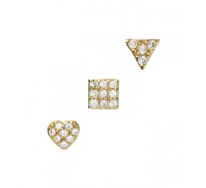 SET 3 PENDIENTES PLATA DORADA MOTIVOS DIFERENTES PE5930CH