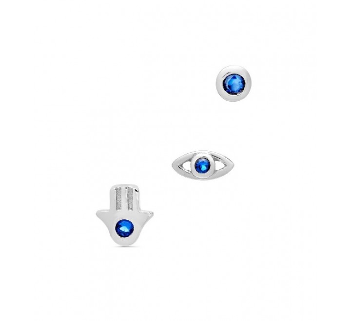 SET 3 PENDIENTES PLATA MANO OJO TURCO CHATON PE5952R/03