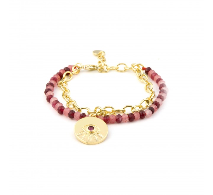 PULSERA LUXENTER DOBLE CADENA Y BOLAS COLOR SGBX277C0500