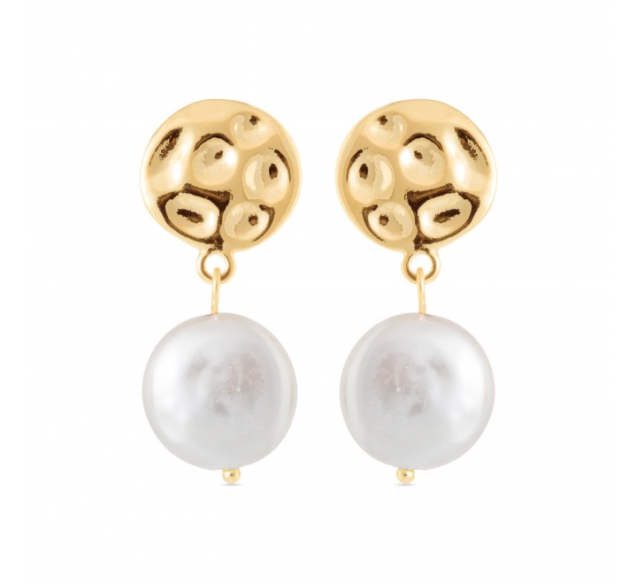 PENDIENTES LUXENTER DORADO PERLA COLGANDO LARGO SGEW21011400