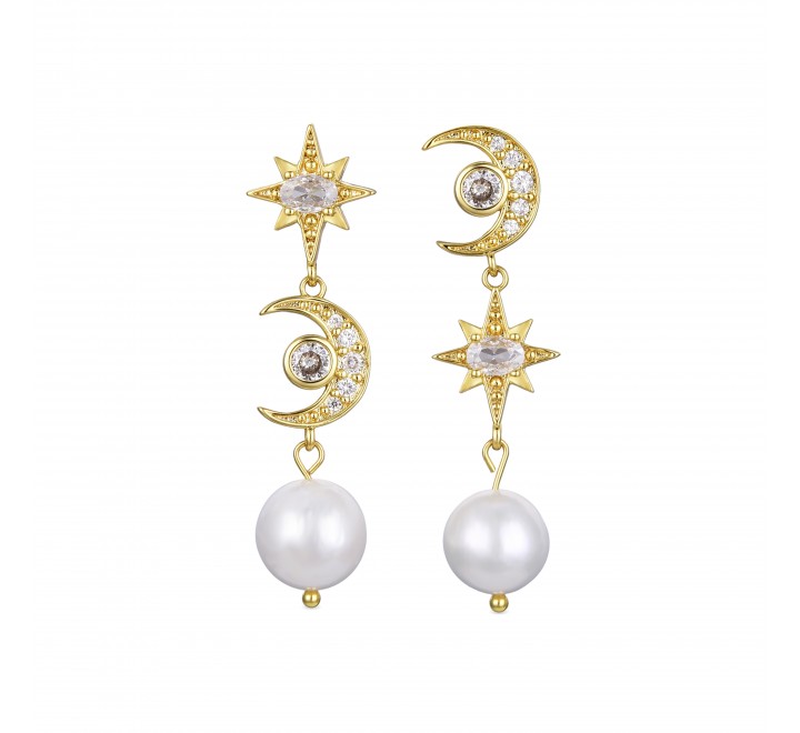 PENDIENTES LUXENTER DORADO LARGO CON PERLAS SGEZ20611400