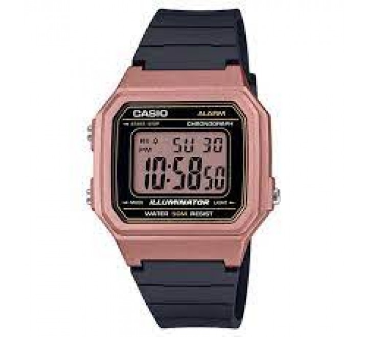 RELOJ CASIO DIGITAL CAJA ROSADA CORREA RESINA W-217HM-5AVEF