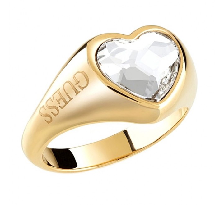 ANILLO GUESS UBR70004-56 N?16 ACERO DORADO CORAZON PIEDRA