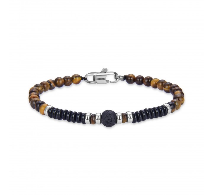 PULSERA LUXENTER BOLITAS MARRON Y NEGRAS SSBX237108M