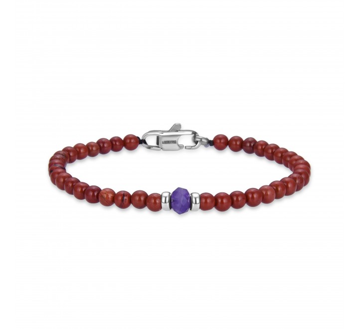 PULSERA LUXENTER RODIO BOLAS ROJAS Y AMATISTA SSBX237729M