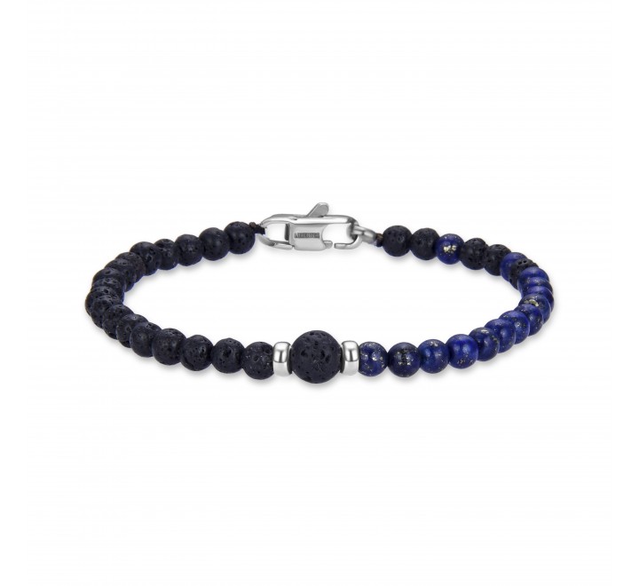PULSERA LUXENTER RODIO BOLAS NEGRAS Y AZULES SSBX237796M