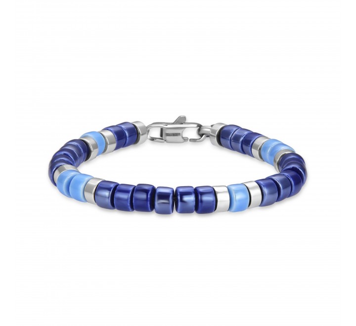 PULSERA LUXENTER RODIO CUENTAS COLOR AZUL SSBX246433M