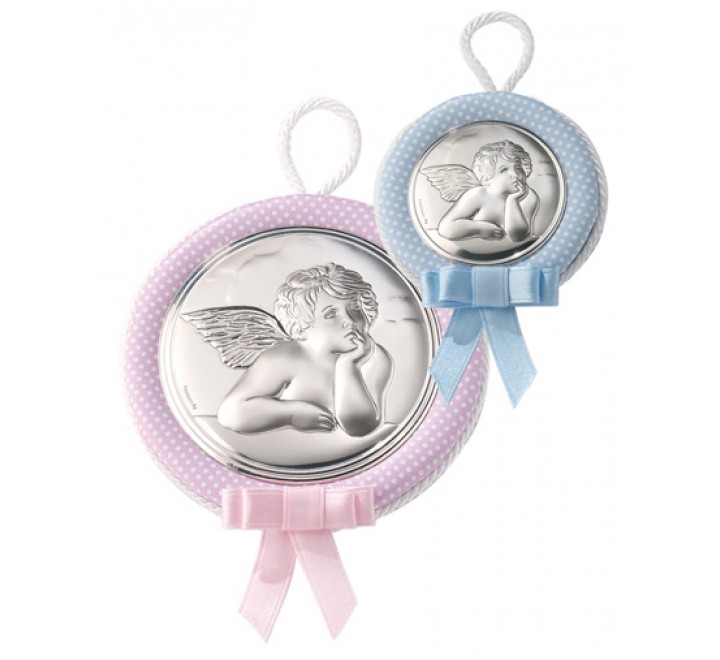 PLACA CUNA DE ANGEL CELESTE 6,5CMS GLOBAL ARGENTI 10493/1C