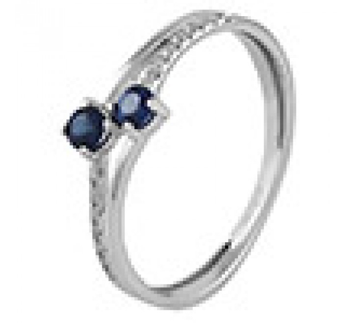 ANILLO ORO BLANCO ZAFIRO Y DIAMANTES 0,80 GRN-107-003-16