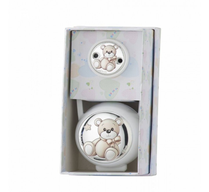 SET PINZA Y PORTACHUPETES OSO LAZO BLANCO EV3464/01B