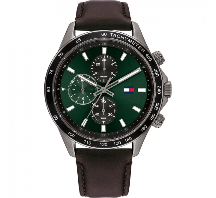 RELOJ TOMMY HILFIGER CAJA 44MM GRIS ESFERA VERDE 1792017